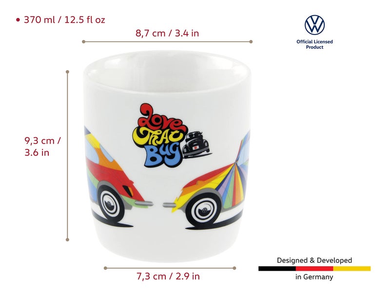 BRISA VW Collection - Volkswagen Large Ceramic Coffee-Tea-Cappuccino Mug Cup in Beetle Bug Design (370 ml/12.5 fl oz/Stripes/Multicolor) - Image 3